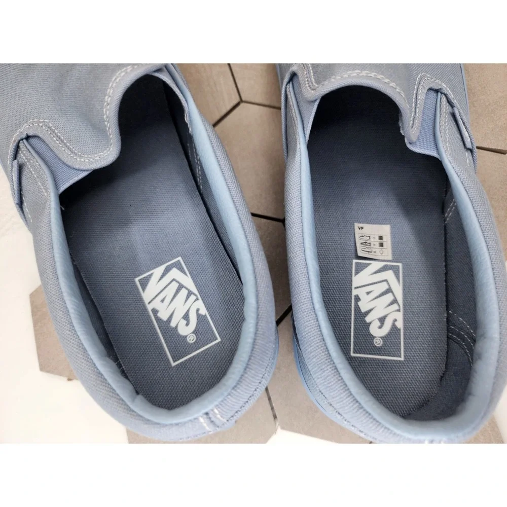Vans Classic Slip-On Pastel Mono Dusty Blue UNC Men Sz 6.5/  Women Sz 8 Sneakers